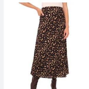 Halogen Leopard Print Brushed Pull-On Maxi Skirt